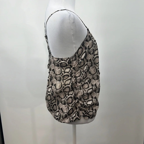 Good American Tank Top Womens 2 Black Cream Snakeskin Print‎ Ruched Medium - Picture 6 of 13